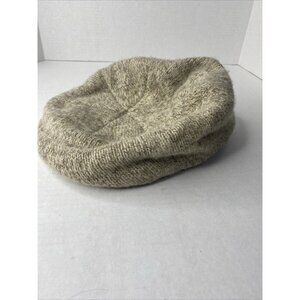 Vintage LL Bean Fisherman's Cap Wool Knit Tan Hat Made in USA OS